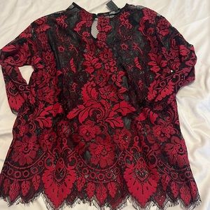 Black and red lace top